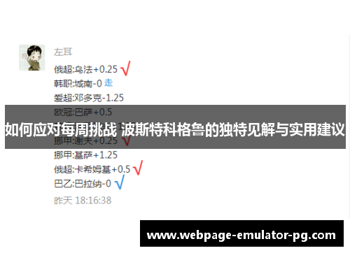 如何应对每周挑战 波斯特科格鲁的独特见解与实用建议